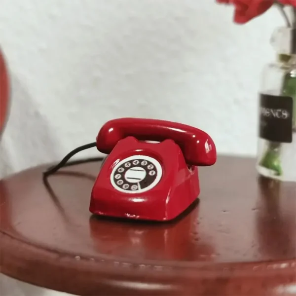 Retro Mini Festnetztelefon 1:12 Puppenhaus Miniatur Simulation Mini Telefon Modell Wohnmöbel Dekor Kinder Rollenspiel Spielzeug